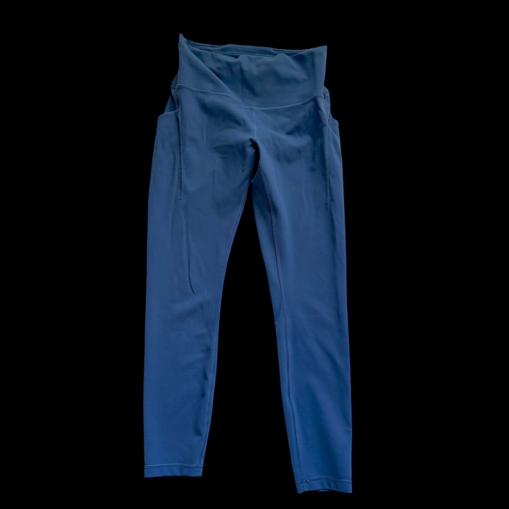 Lululemon Invigorate High-Rise 25 Everlux Blue‎ Leggings Pockets Sz 8 Distressed